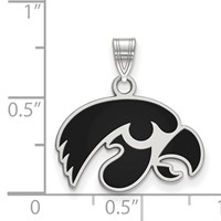 Sterling Silver Rhodium-plated LogoArt University of Iowa Hawk Small Enameled Pendant view 2