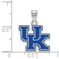Sterling Silver Rhodium-plated LogoArt University of Kentucky U-k Small Enameled Pendant view 2
