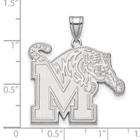 Sterling Silver Rhodium-plated LogoArt University of Memphis Extra Large Pendant view 2