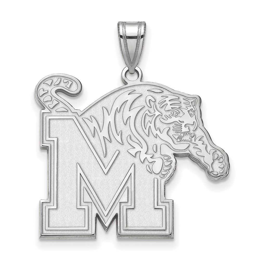 Sterling Silver Rhodium-plated LogoArt University of Memphis Extra Large Pendant