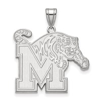 Sterling Silver Rhodium-plated LogoArt University of Memphis Extra Large Pendant view 1