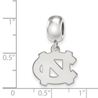 Sterling Silver Rhodium-plated LogoArt University of North Carolina N-c Small Dangle Bead Charm view 3