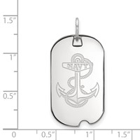 Sterling Silver Rhodium-plated LogoArt US Naval Academy Anchor Small Dog Tag Pendant view 2