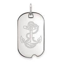 Sterling Silver Rhodium-plated LogoArt US Naval Academy Anchor Small Dog Tag Pendant view 1