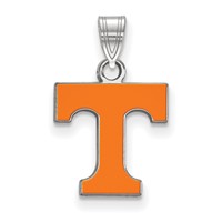 Sterling Silver Rhodium-plated LogoArt University of Tennessee Letter T Small Enameled Pendant view 1