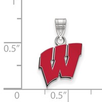 Sterling Silver Rhodium-plated LogoArt University of Wisconsin Letter W Small Enameled Pendant view 2