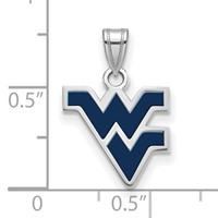 Sterling Silver Rhodium-plated LogoArt West Virginia University W-v Small Enameled Pendant view 2