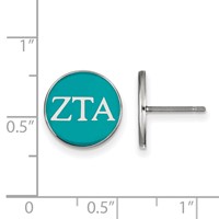 Sterling Silver Rhodium-plated LogoArt Zeta Tau Alpha Sorority Greek Letters Color Enamel Post Earrings view 2