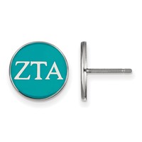 Sterling Silver Rhodium-plated LogoArt Zeta Tau Alpha Sorority Greek Letters Color Enamel Post Earrings view 1