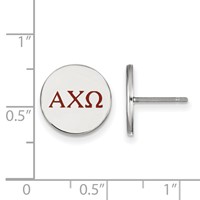 Sterling Silver Rhodium-plated LogoArt Alpha Chi Omega Sorority Greek Letters Color Enamel Post Earrings view 2