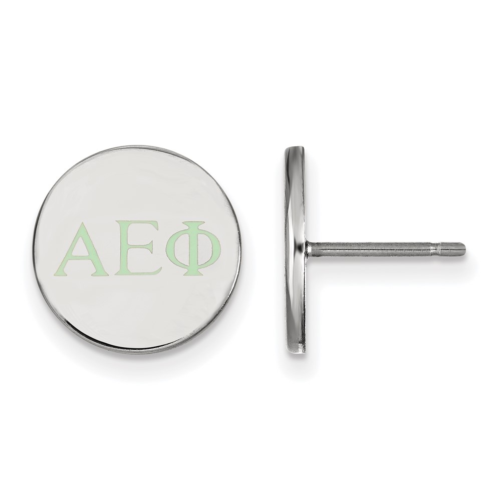 Sterling Silver Rhodium-plated LogoArt Alpha Epsilon Phi Sorority Greek Letters Color Enamel Post Earrings