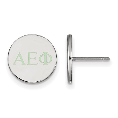 Sterling Silver Rhodium-plated LogoArt Alpha Epsilon Phi Sorority Greek Letters Color Enamel Post Earrings
