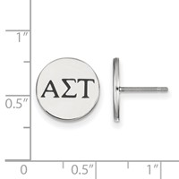 Sterling Silver Rhodium-plated LogoArt Alpha Sigma Tau Sorority Greek Letters Color Enamel Post Earrings view 2