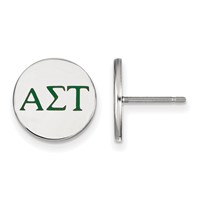 Sterling Silver Rhodium-plated LogoArt Alpha Sigma Tau Sorority Greek Letters Color Enamel Post Earrings view 1
