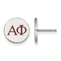 Sterling Silver Rhodium-plated LogoArt Alpha Phi Sorority Greek Letters Color Enamel Post Earrings view 1