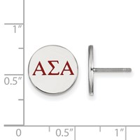 Sterling Silver Rhodium-plated LogoArt Alpha Sigma Alpha Sorority Greek Letters Color Enamel Post Earrings view 2