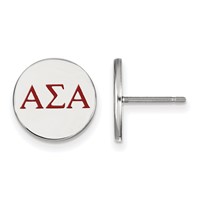Sterling Silver Rhodium-plated LogoArt Alpha Sigma Alpha Sorority Greek Letters Color Enamel Post Earrings view 1