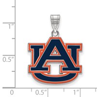 Sterling Silver Rhodium-plated LogoArt Auburn University A-u Large Enameled Pendant view 2