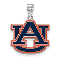 Sterling Silver Rhodium-plated LogoArt Auburn University A-u Large Enameled Pendant view 1