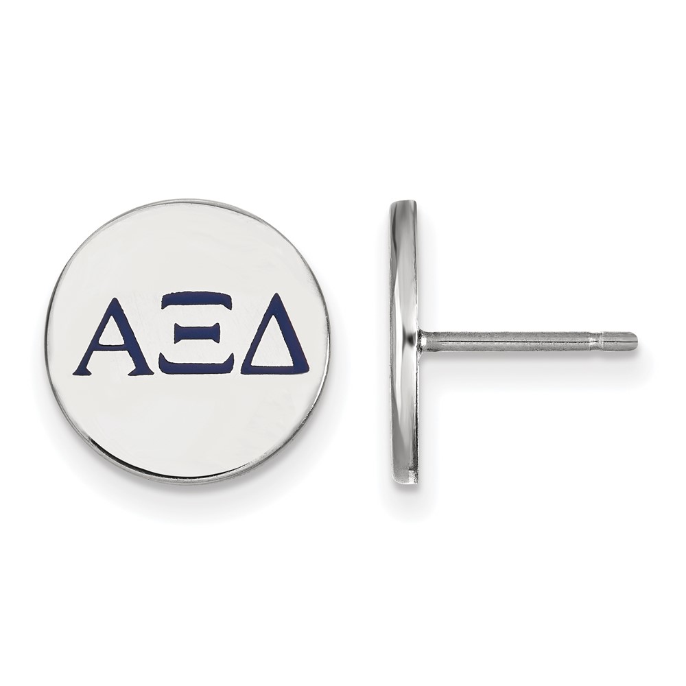 Sterling Silver Rhodium-plated LogoArt Alpha Xi Delta Sorority Greek Letters Color Enamel Post Earrings