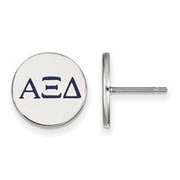 Sterling Silver Rhodium-plated LogoArt Alpha Xi Delta Sorority Greek Letters Color Enamel Post Earrings view 1