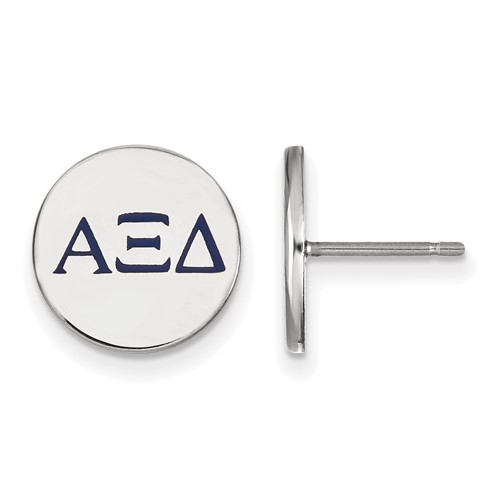 Sterling Silver Rhodium-plated LogoArt Alpha Xi Delta Sorority Greek Letters Color Enamel Post Earrings
