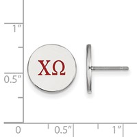 Sterling Silver Rhodium-plated LogoArt Chi Omega Sorority Greek Letters Color Enamel Post Earrings view 2