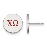 Sterling Silver Rhodium-plated LogoArt Chi Omega Sorority Greek Letters Color Enamel Post Earrings view 1