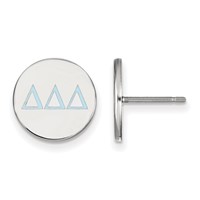 Sterling Silver Rhodium-plated LogoArt Delta Delta Delta Sorority Greek Letters Color Enamel Post Earrings view 1