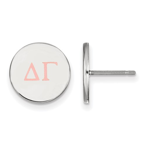 Sterling Silver Rhodium-plated LogoArt Delta Gamma Sorority Greek Letters Color Enamel Post Earrings