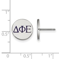Sterling Silver Rhodium-plated LogoArt Delta Phi Epsilon Sorority Greek Letters Color Enamel Post Earrings view 2