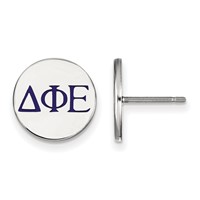 Sterling Silver Rhodium-plated LogoArt Delta Phi Epsilon Sorority Greek Letters Color Enamel Post Earrings view 1