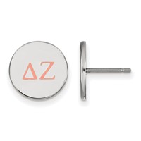 Sterling Silver Rhodium-plated LogoArt Delta Zeta Sorority Greek Letters Color Enamel Post Earrings view 1