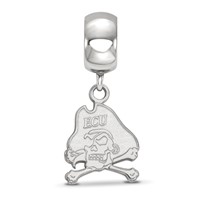 Sterling Silver Rhodium-plated LogoArt East Carolina University Pirate Small Dangle Bead Charm view 2