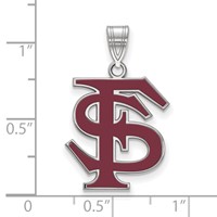 Sterling Silver Rhodium-plated LogoArt Florida State University F-s Large Enameled Pendant view 2