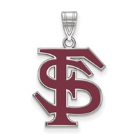 Sterling Silver Rhodium-plated LogoArt Florida State University F-s Large Enameled Pendant view 1