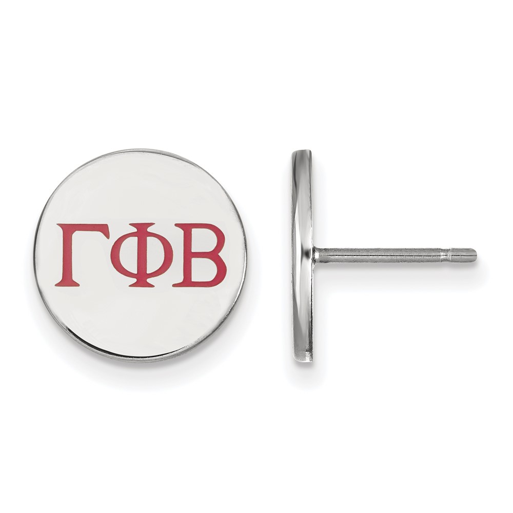 Sterling Silver Rhodium-plated LogoArt Gamma Phi Beta Sorority Greek Letters Color Enamel Post Earrings