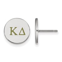 Sterling Silver Rhodium-plated LogoArt Kappa Delta Sorority Greek Letters Color Enamel Post Earrings view 1