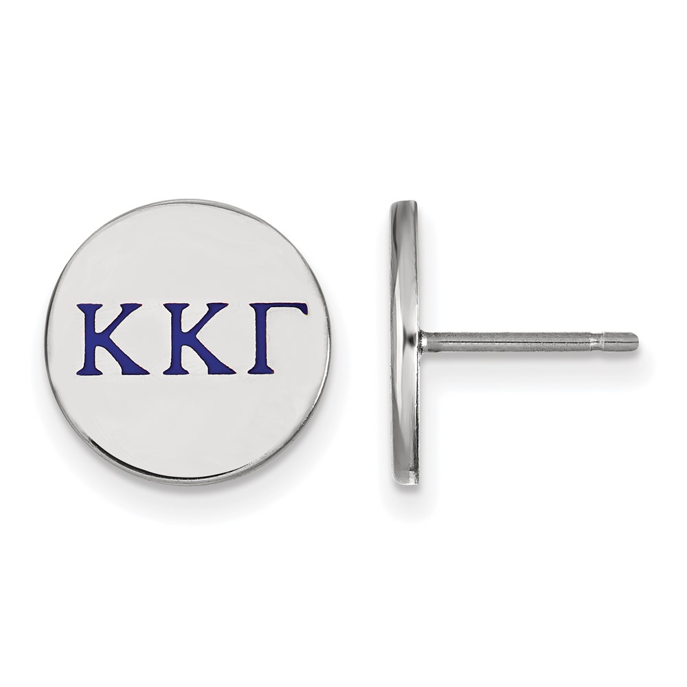 Sterling Silver Rhodium-plated LogoArt Kappa Kappa Gamma Sorority Greek Letters Color Enamel Post Earrings