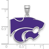 Sterling Silver Rhodium-plated LogoArt Kansas State University Wildcat Large Enameled Pendant view 3