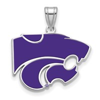 Sterling Silver Rhodium-plated LogoArt Kansas State University Wildcat Large Enameled Pendant view 1