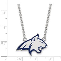 Sterling Silver Rhodium-plated LogoArt Montana State University Bobcat Large Enameled Pendant Necklace, 18" view 2