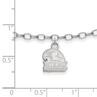 Sterling Silver Rhodium-plated LogoArt Miami University Ohio Redhawks Anklet, 9" view 2