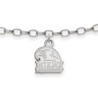 Sterling Silver Rhodium-plated LogoArt Miami University Ohio Redhawks Anklet, 9" view 1