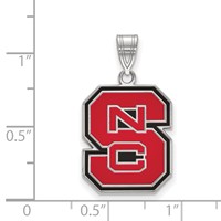 Sterling Silver Rhodium-plated LogoArt North Carolina State University N-c-s Large Enameled Pendant view 2