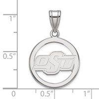 Sterling Silver Rhodium-plated LogoArt Oklahoma State University O-s-u Small Circle Pendant view 2