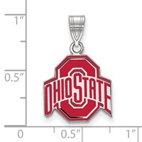 Sterling Silver Rhodium-plated LogoArt the Ohio State University Medium Enameled Pendant view 2