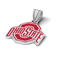 Sterling Silver Rhodium-plated LogoArt the Ohio State University Medium Enameled Pendant view 3