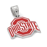 Sterling Silver Rhodium-plated LogoArt the Ohio State University Medium Enameled Pendant view 4