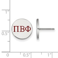 Sterling Silver Rhodium-plated LogoArt Pi Beta Phi Sorority Greek Letters Color Enamel Post Earrings view 2